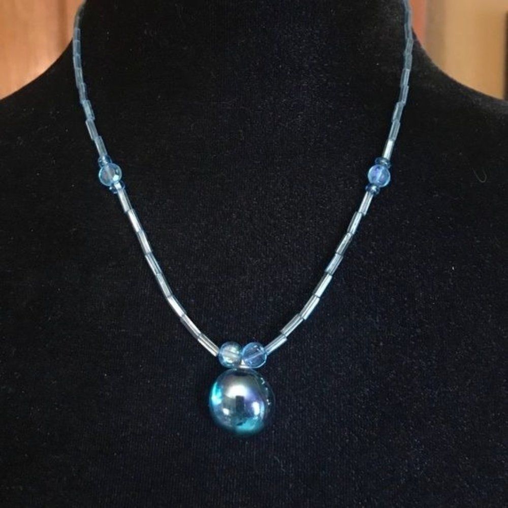 Azure Waves Blue Glass Beaded Necklace